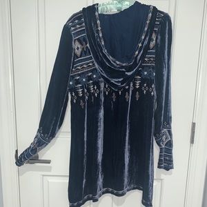 Navel blue Johnny Was velvet hoodie